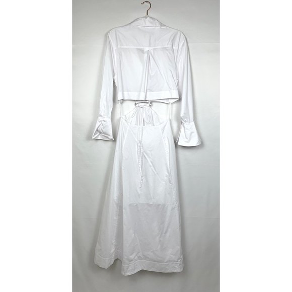 NWT Jonathan Simkhai Alex Pleated Cut Out Maxi Midi Dress White Medium - Picture 8 of 13